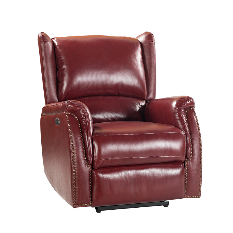 Red Barrel Studio® Domingo Genuine Leather Power Recliner With Wingback Design & Reviews Wayfair